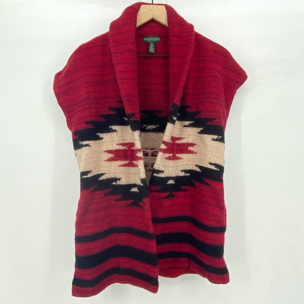 Ralph Lauren Jeans Company Southwestern Sweater Vest Coat Lambswool Aztec Large